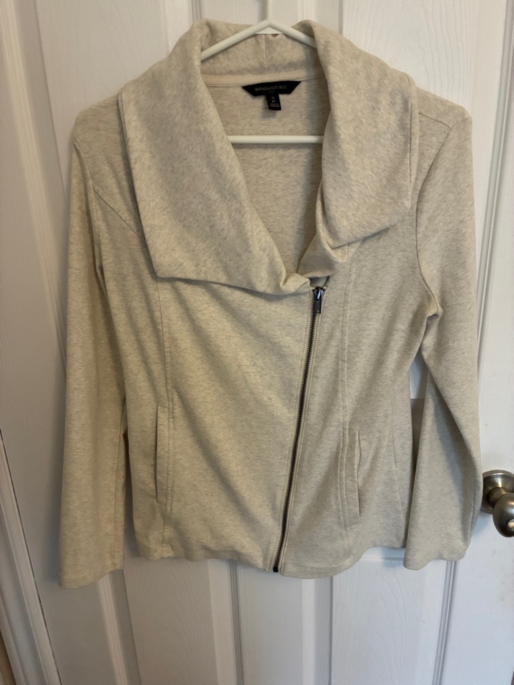 Banana Republic Factory Light Cream Asymmetrical Zip Blazer